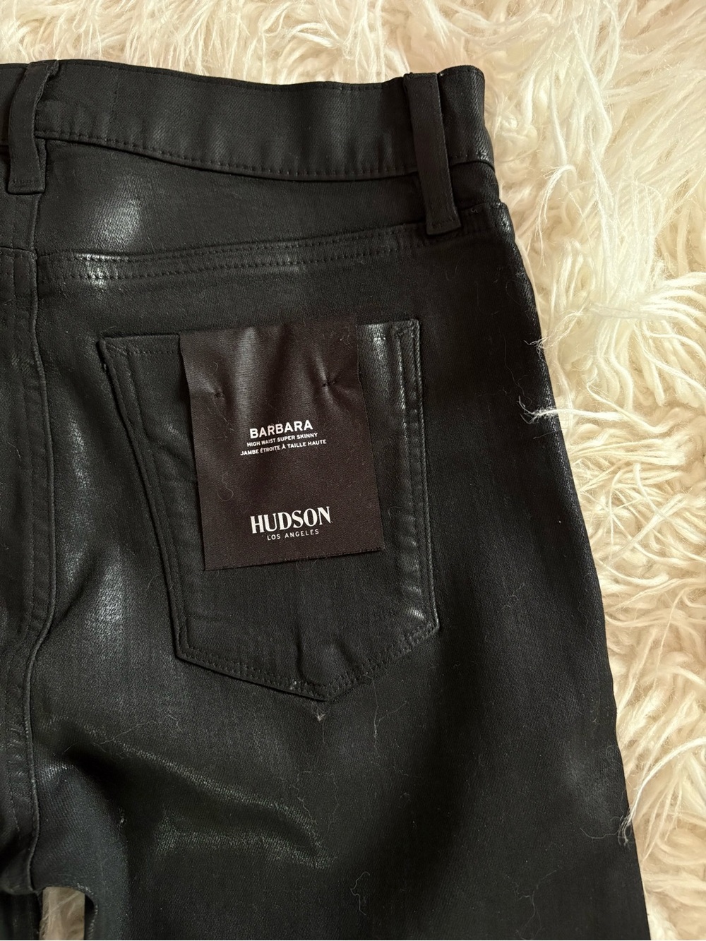 HUDSON Barbara High-Rise Super Skinny Coated Jeans Black Size 28 - Picture 6 of 8